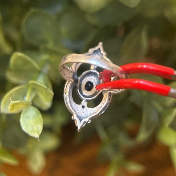 925 Silver Small Onyx/Marcasite Ring - Picture 8 of 10